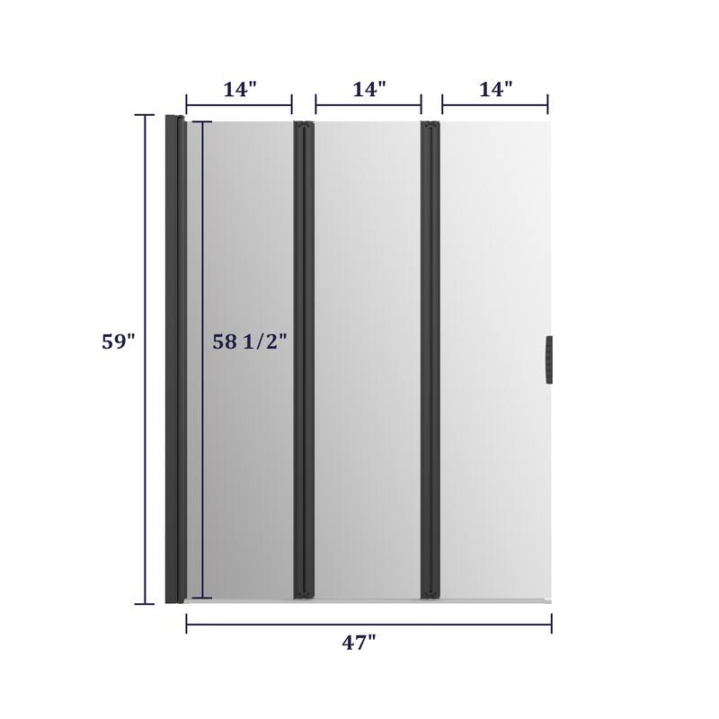 QuivaraView Double Foldable Fameless Tempered Glass Bathtub Shower Door - 47"*59"
