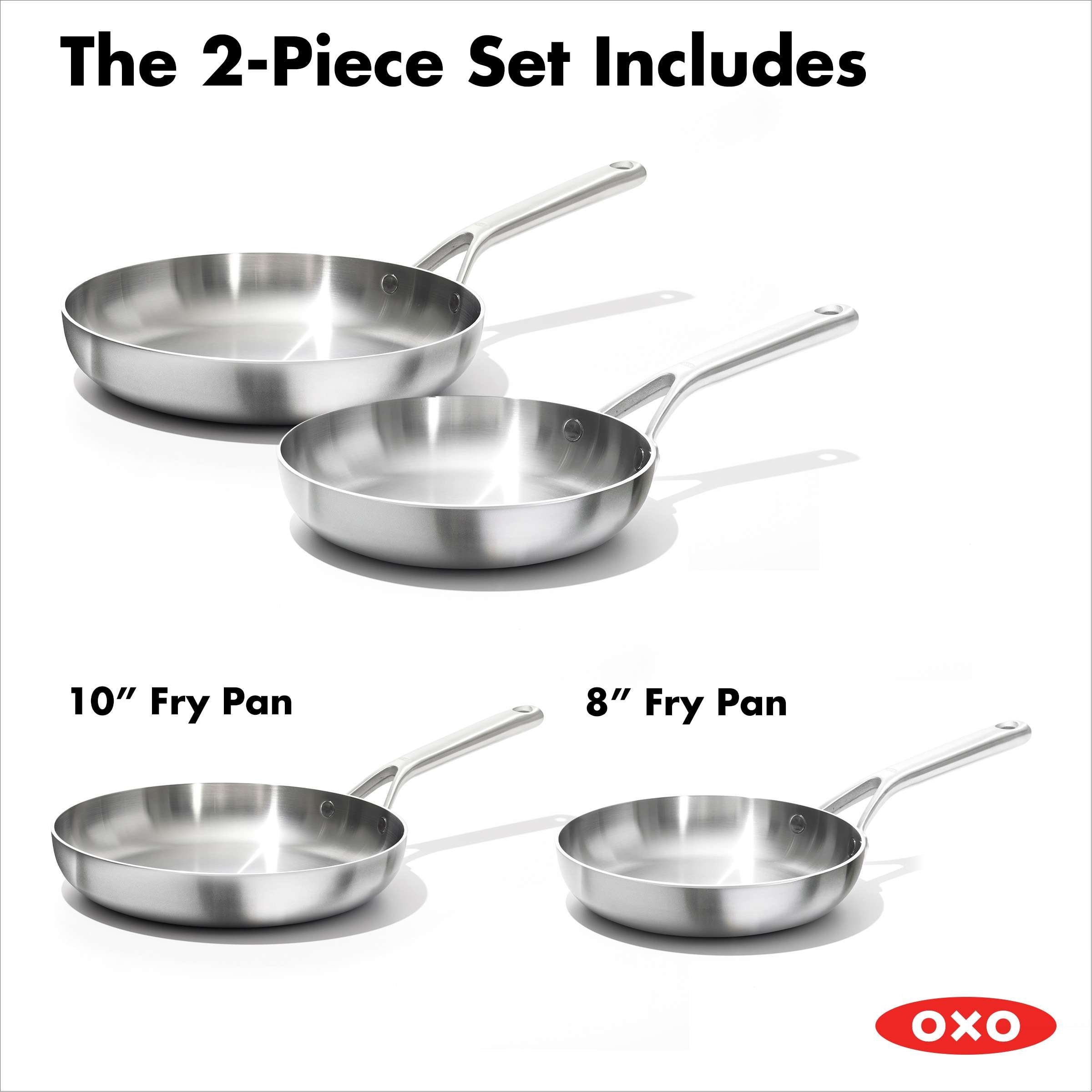 OXO Mira Tri-Ply Stainless Steel 8 inch & 10 inch Frying Pan Skillet Set