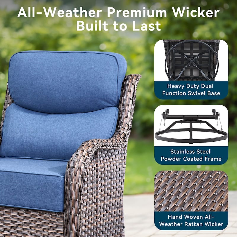 779657388297 Outdoor Swivel Glider Chairs with 4Inch 5Inch 6Inch Cushion