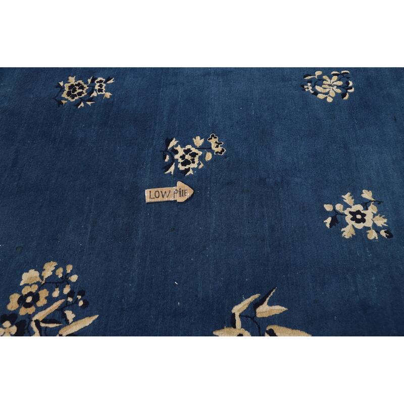 Vegetable Dye Floral Peking Chinese Area Rug Hand-Knotted Wool Carpet - 9'10"x 13'5"