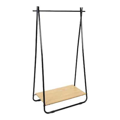 Organize It All Garment Rack With Shelf in Black - 35.63" x 16.54" x 59.06"