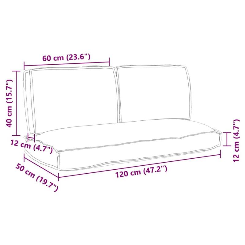 vidaXL Cushion Set 3 pcs Oxford Fabric - 47.24 x 19.69 x 20.47 in
