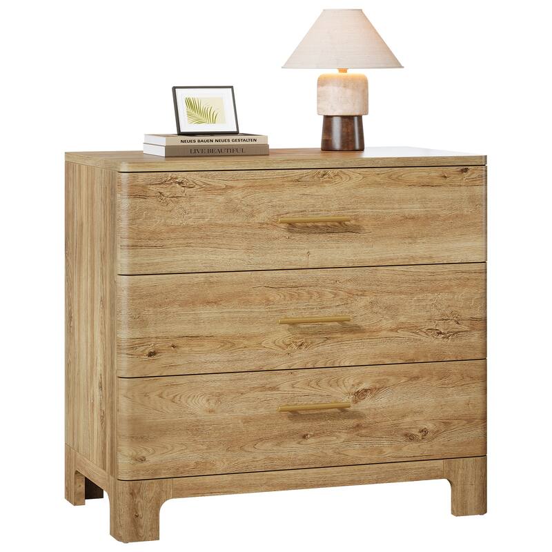 31.5-Inch Oversized Nightstand with 3 Drawers, Wide Wood Night Stand