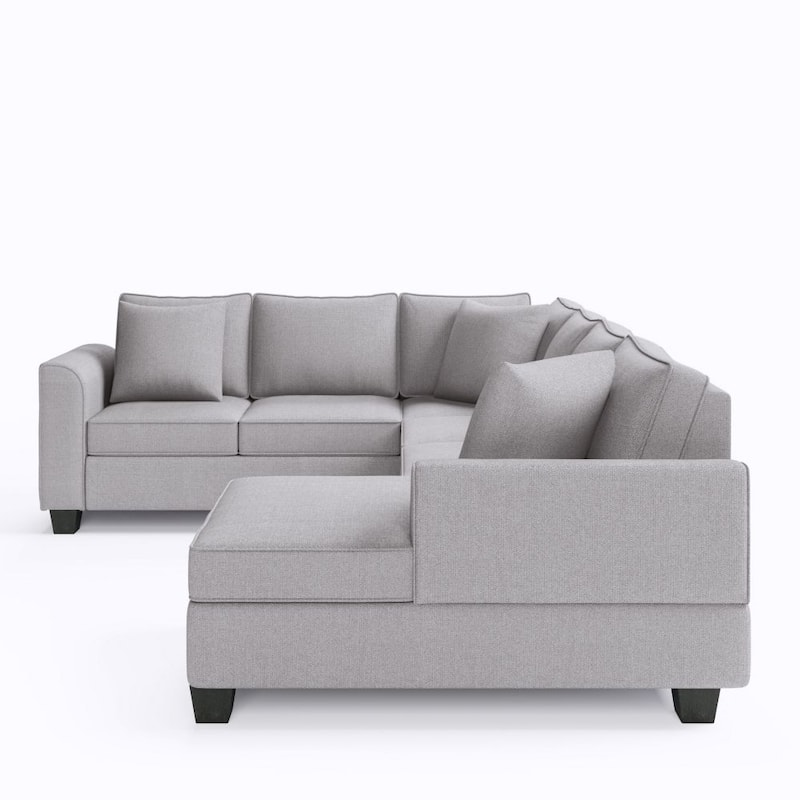 110*86" Sectional Sofa Upholstered Modern English Arm Classic U-shaped Sofa 3 Pillows Included