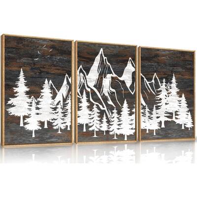 White Forest Wall Decor,Nature Country Wood Wall Painting