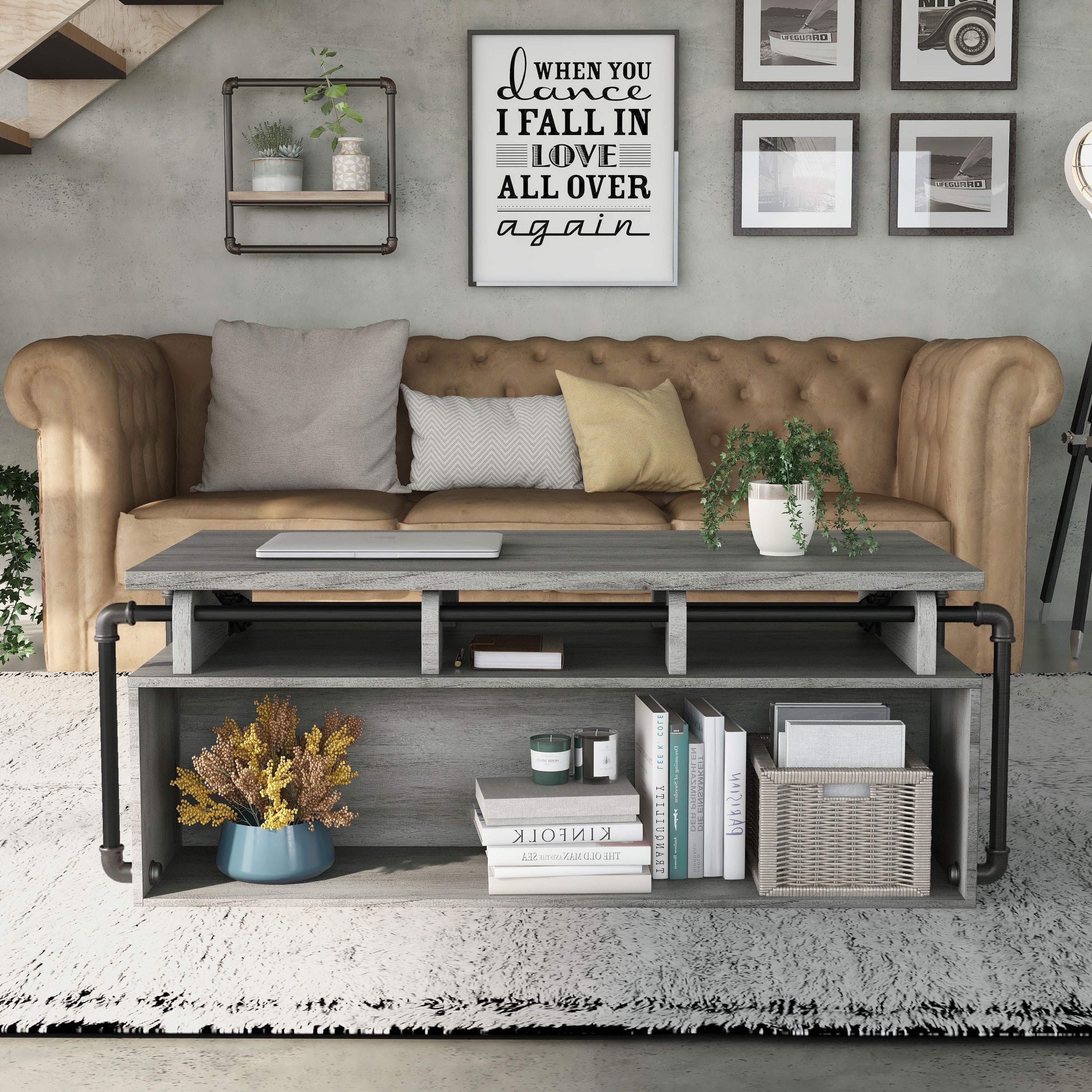 Carbon loft callis industrial brown sales lift top coffee table