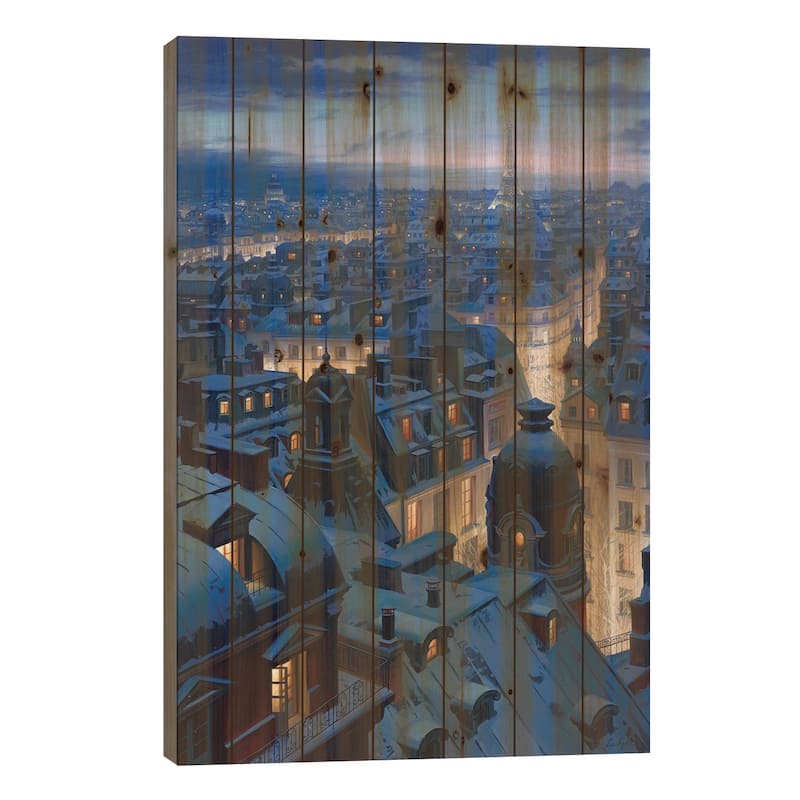 Night Symphony Print On Wood by Evgeny Lushpin - Multi-Color - 40x26x1.5