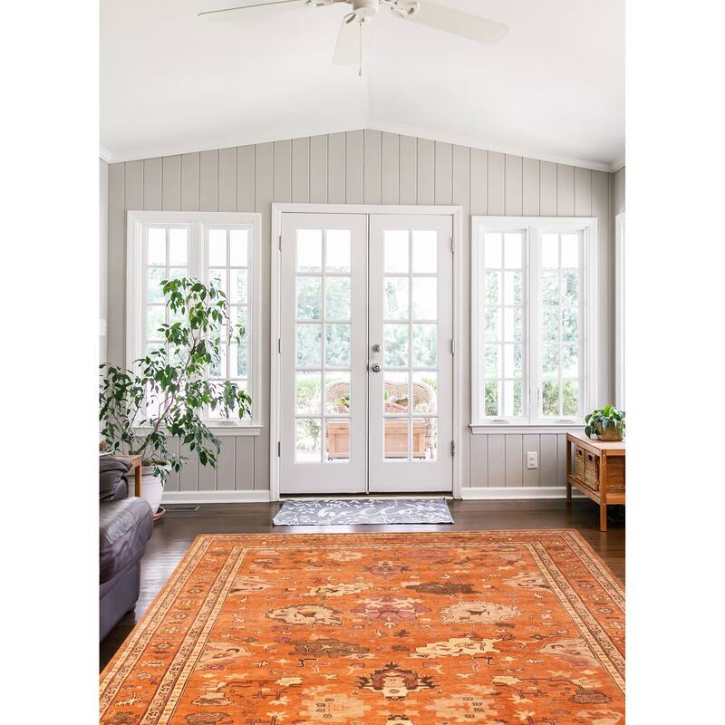 ECARPETGALLERY Hand-knotted Modern Oushak Dark Copper Wool Rug - 10'2 x 13'9