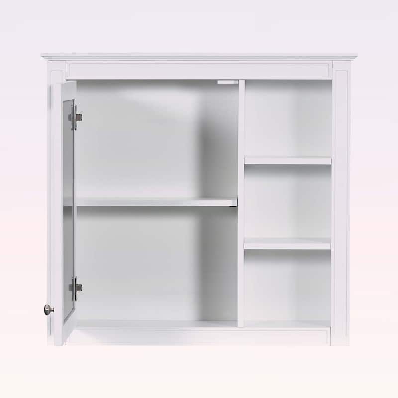 30'' x 28'' Wall Mounted Bathroom Storage Cabinet with Mirror,Modern Design,3 Open Shelves,Space-Saving and Stylish