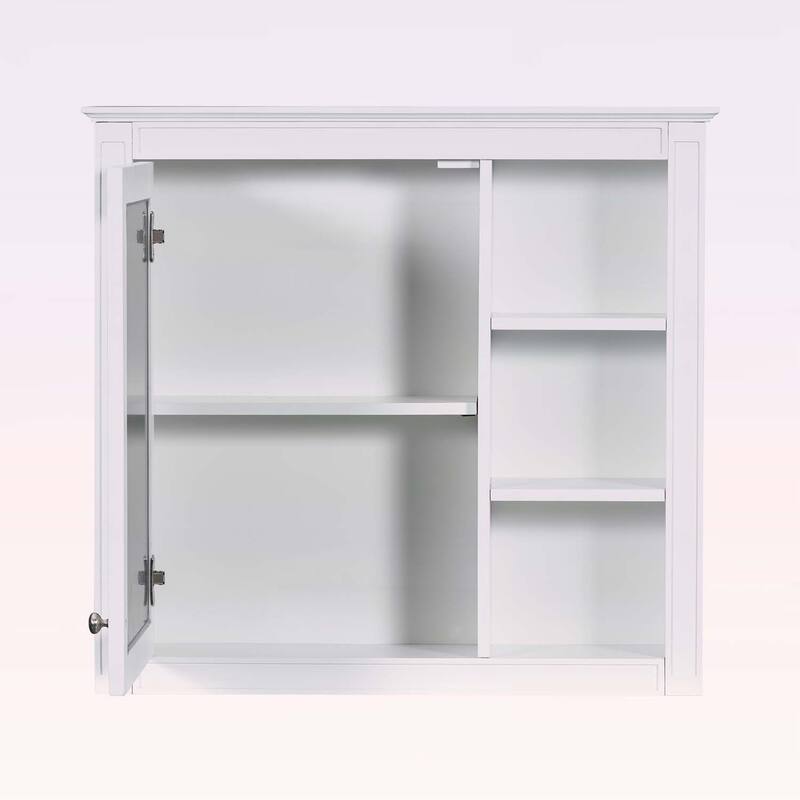 30'' x 28'' Wall Mounted Bathroom Storage Cabinet with Mirror,Modern Design,3 Open Shelves,and Concealed Storage