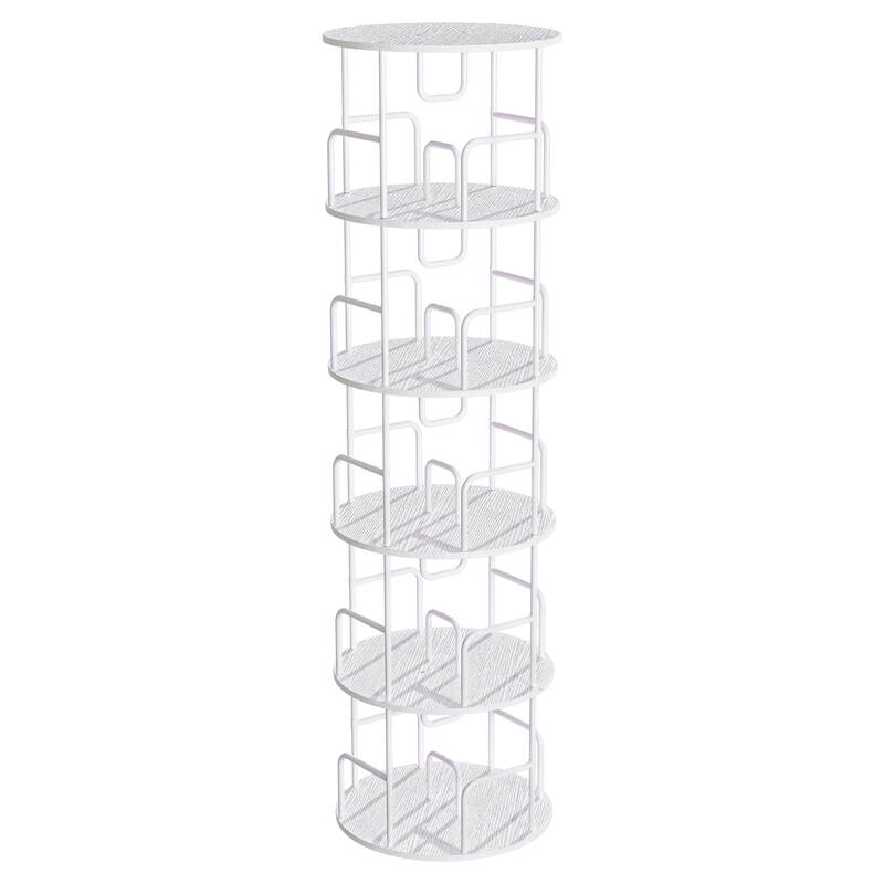 Rotating Bookshelf Tower 5 Tier, Spinning Bookcase, Vertical Turning Round storage Bookshelf