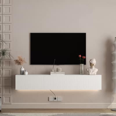 68.8" Floating LED TV Stand with 16 Color Lighting and Storage
