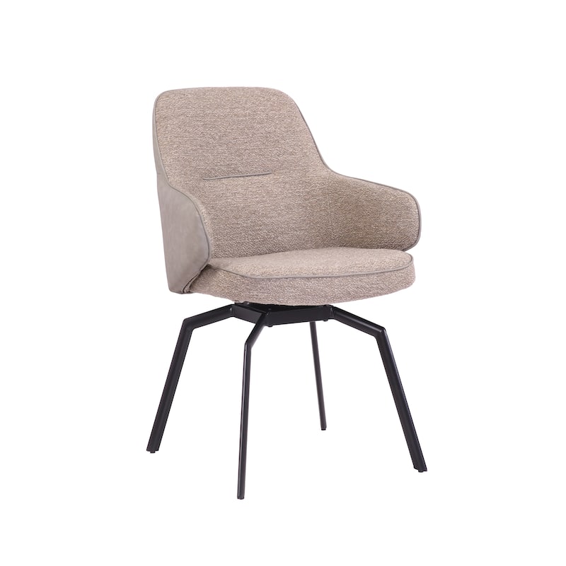 Porthos Home Urki Swivel Fabric and PU Leather Accent Chair with Steel Legs - Grey