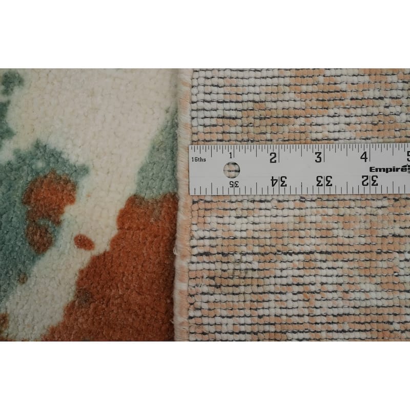 Hand-knotted Modern Silk Orange Abstract Oriental Area Rug - 5' 9'' X 4' 0''