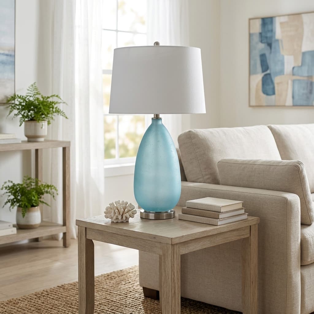 Modern Frosted Table Lamp with Curved Base - 30.0"