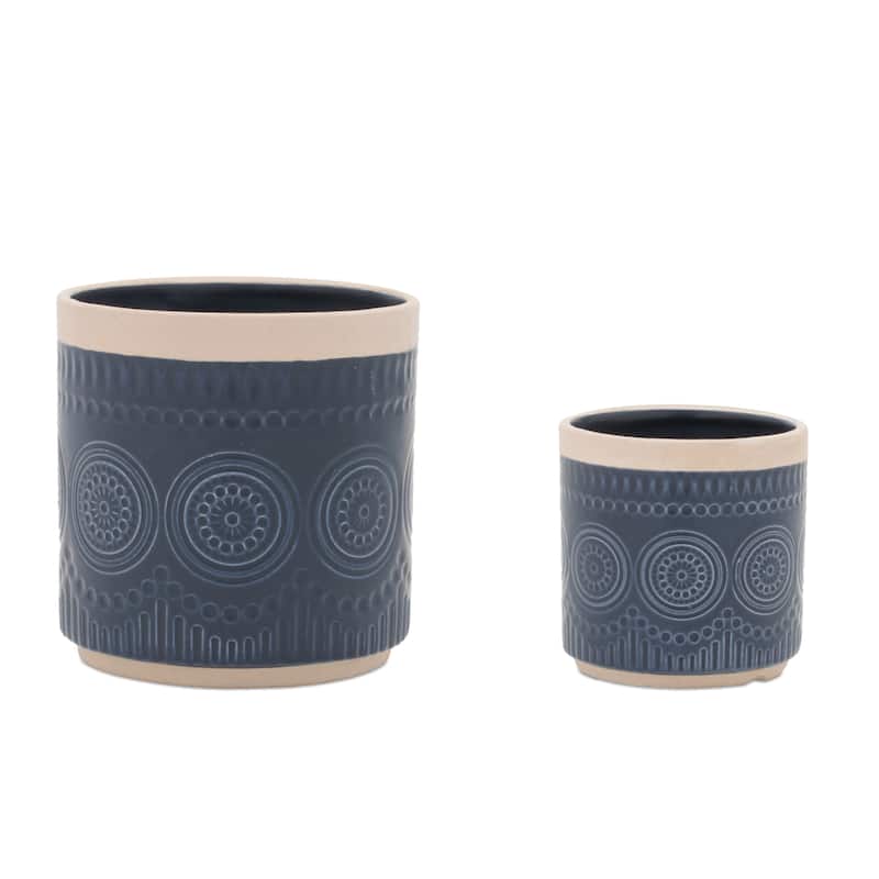 Ceramic Mandala Pattern Planter (Set of 2)