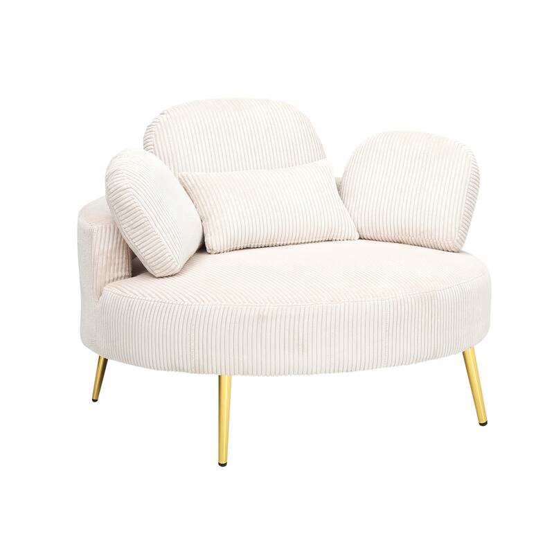 61 Inches Comfortable Seat Small Sofa with Small End Table - Beige