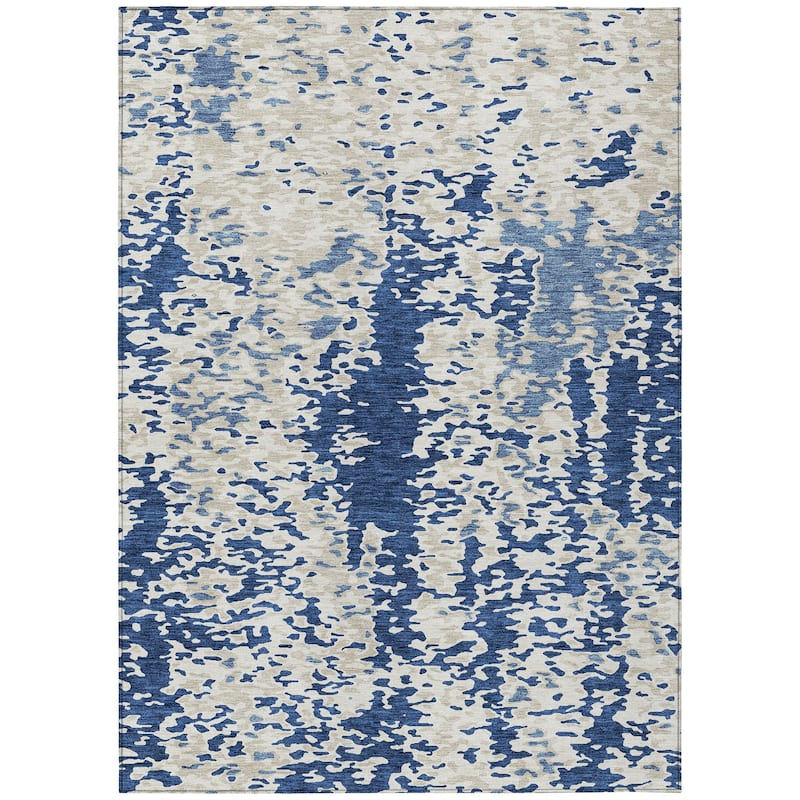 Machine Washable Indoor/ Outdoor Abstract Chantille Rug