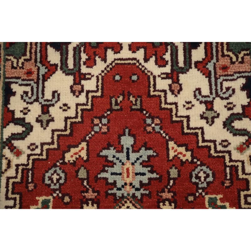 Hand Knotted Oriental 100% Wool Carpet Traditional Medallion Oranges & Rust Heriz (serapi) Area Rug - 5' 1'' X 3' 0''