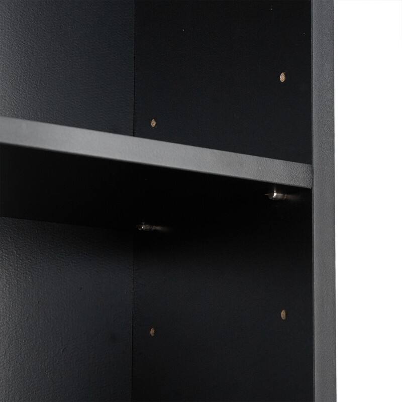 Bookshelf with Two Doors and Drawers, Adjustable Shelf, Three-layer Open Shelf