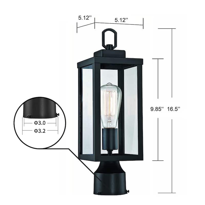 1-Light Outdoor Wall Sconce 2 Pack - 5.12"x5.12"x16.5"