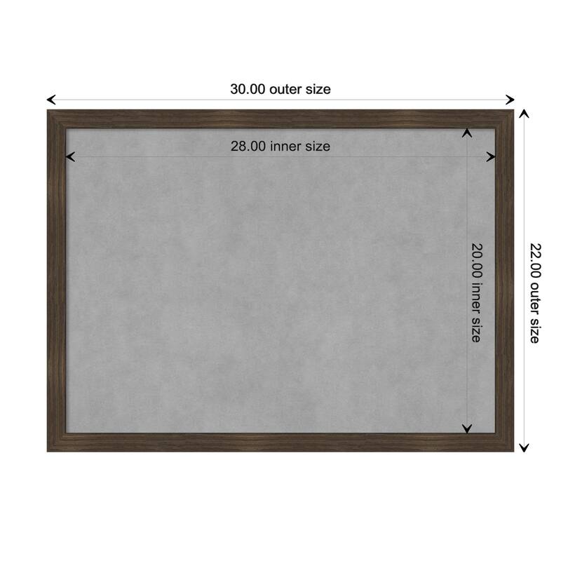 Amanti Art Woodgrain Stripe Chocolate Framed Magnetic Board - Board Size 28x20