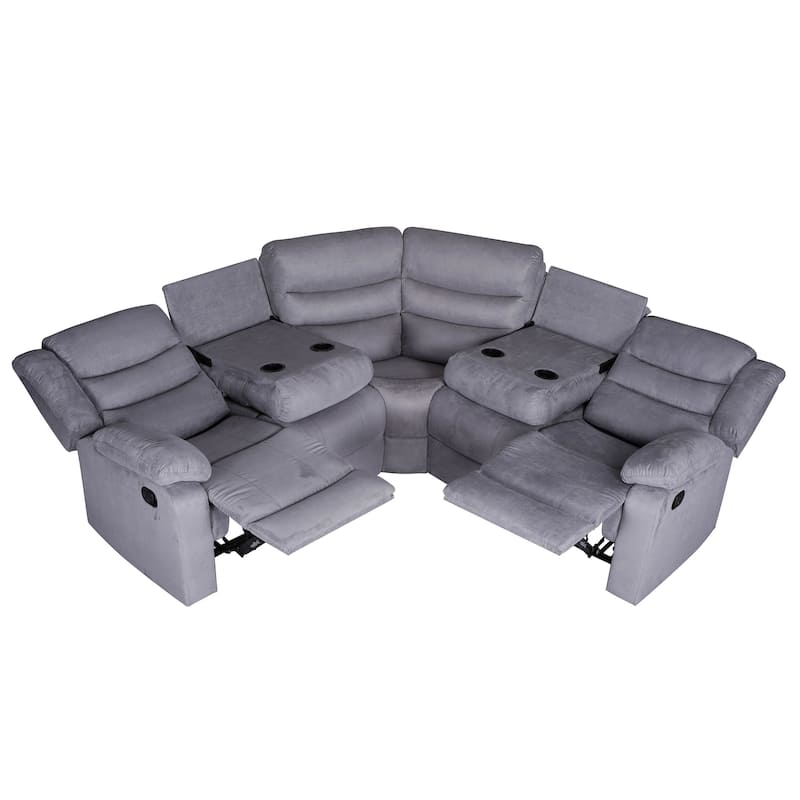 93" Width Polyester/Suede 5-Piece Manual Reclining Sectional Sofa