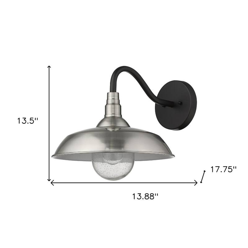 1-Light Outdoor Flush Mount Wall Light with Clear Seedy Glass Shade and Steel Fixture Garden Lighting