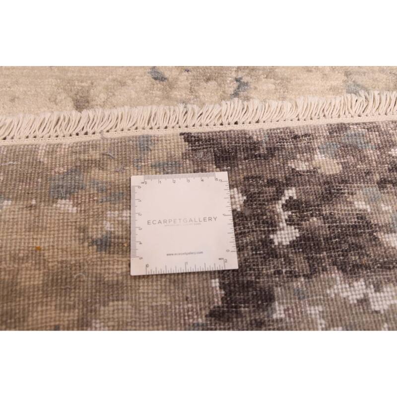 ECARPETGALLERY Hand-knotted Legacy Grey Silk, Wool Rug - 2'6 x 12'2