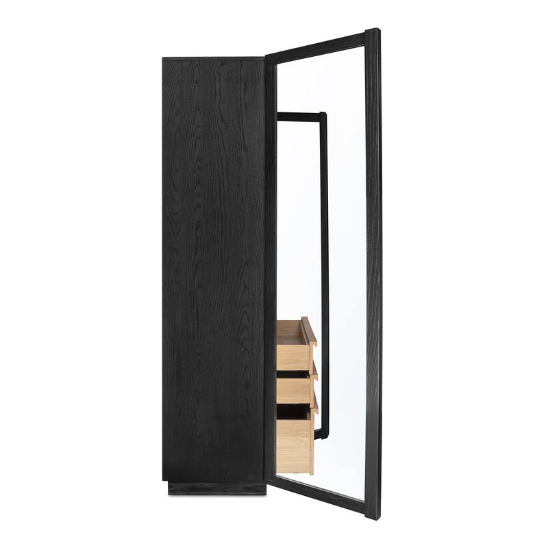NADAAL STUDIOS Corwin Display Cabinet, Two-Tone Solid Ash Frame with Tempered Glass Doors, Black