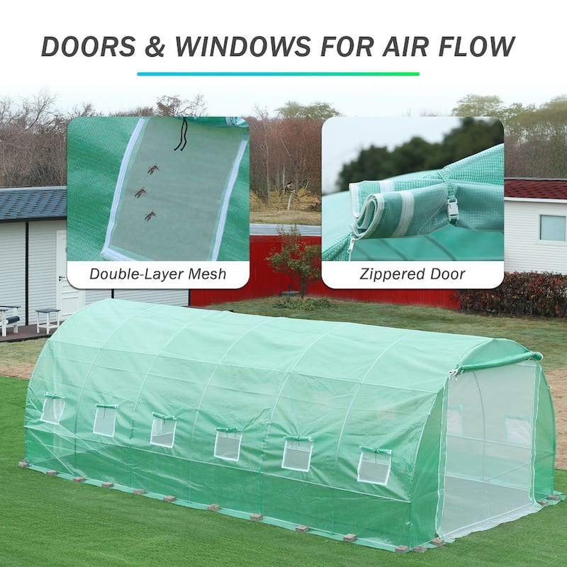 Aoodor Replacement Greenhouse Cover, Walk-in Tunnel Plant Gardening Spare Cover (No Frame)