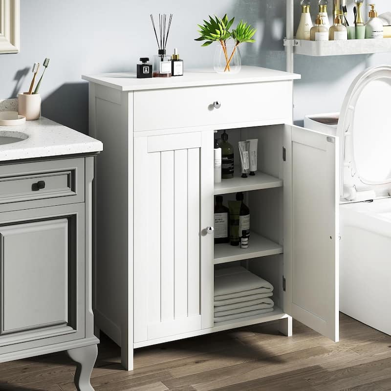 Bathroom Storage Cabinet Freestanding Towel Cabinet w/ Drawer
