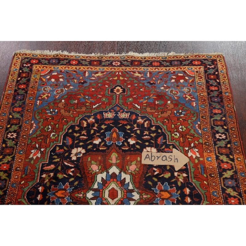 Antique Vegetable Dye Floral Sarouk Farahan Persian Area Rug Handmade - 3'5" x 4'10"