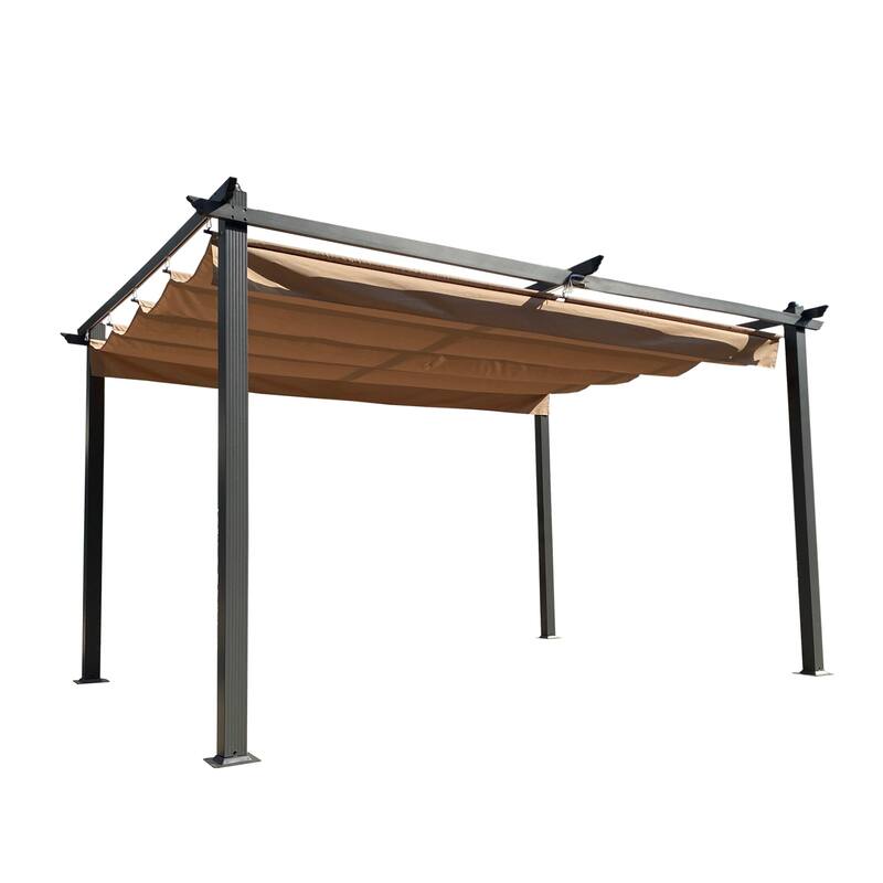 13' x10' Outdoor Steel Patio Pergola with Grey Shade Canopy