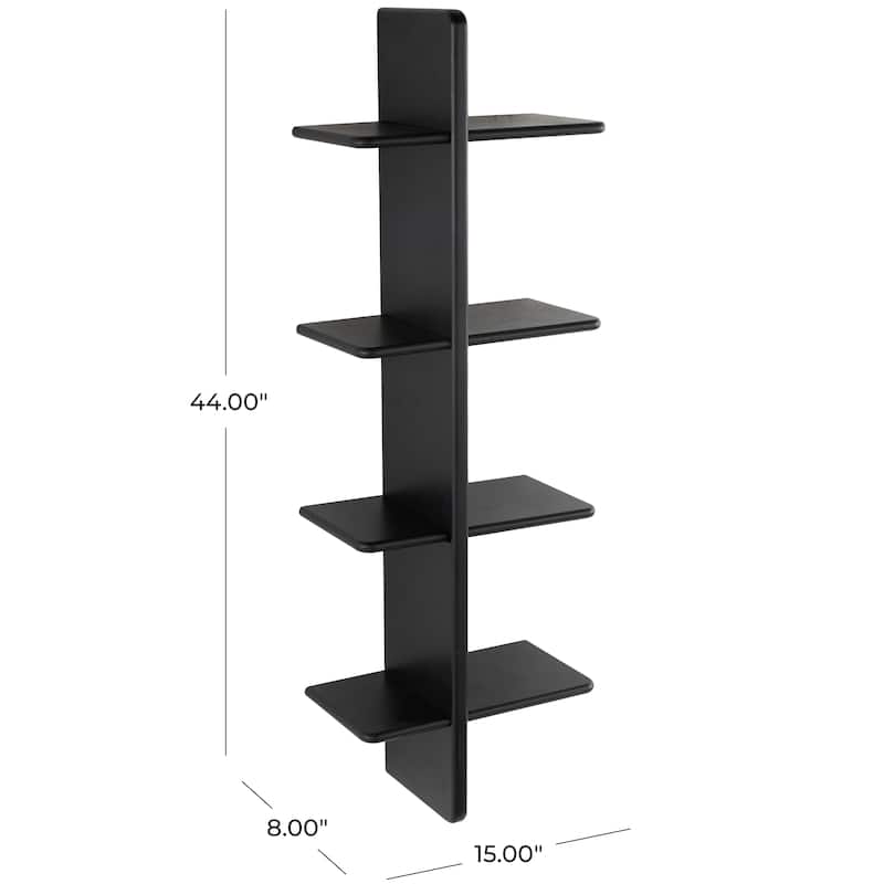 Wood Handmade 8 Shelf Wall Shelf - Light Brown or Black - Roche River Decor