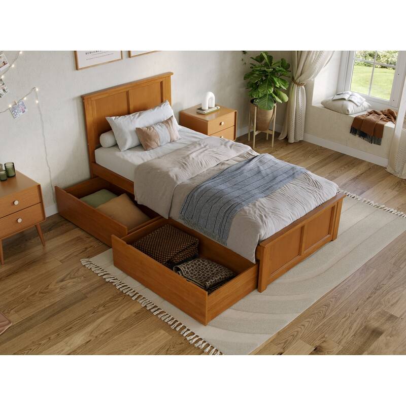 Madison Platform Bed with Matching Footboard with Storage Drawers