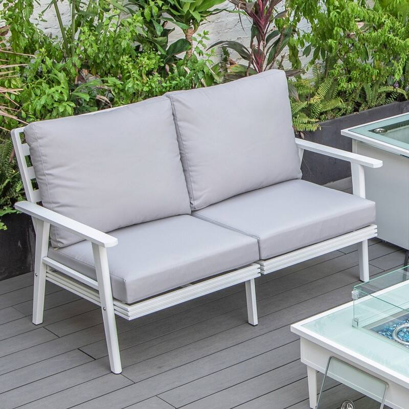 Walbrooke Polyester Upholstered Aluminum Frame Outdoor Loveseat with Powder-Coated Finish and Removable Cushion Covers - 56.69
