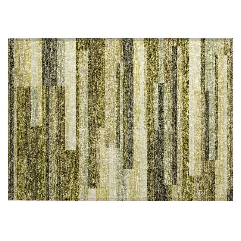 Machine Washable Indoor/ Outdoor Modern Stripes Chantille Rug