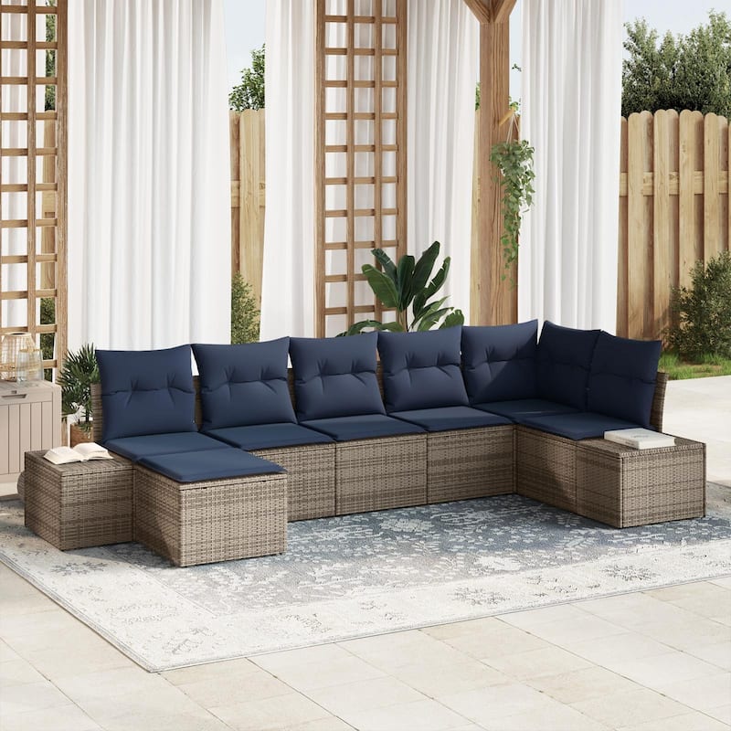 vidaXL 8 Piece Garden Sofa Set with Cushions - 125.6×60.6×27.2 - Grey