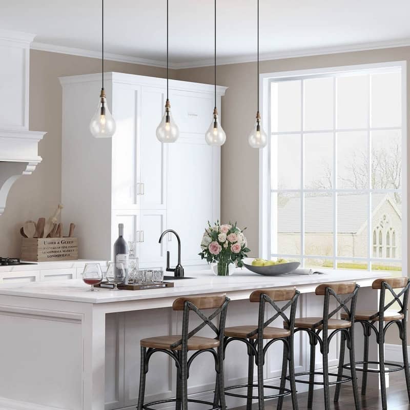 Marro Modern Farmhouse Mini Pendant Seeded Glass Teardrop Islands Lights Kitchen Dining Room