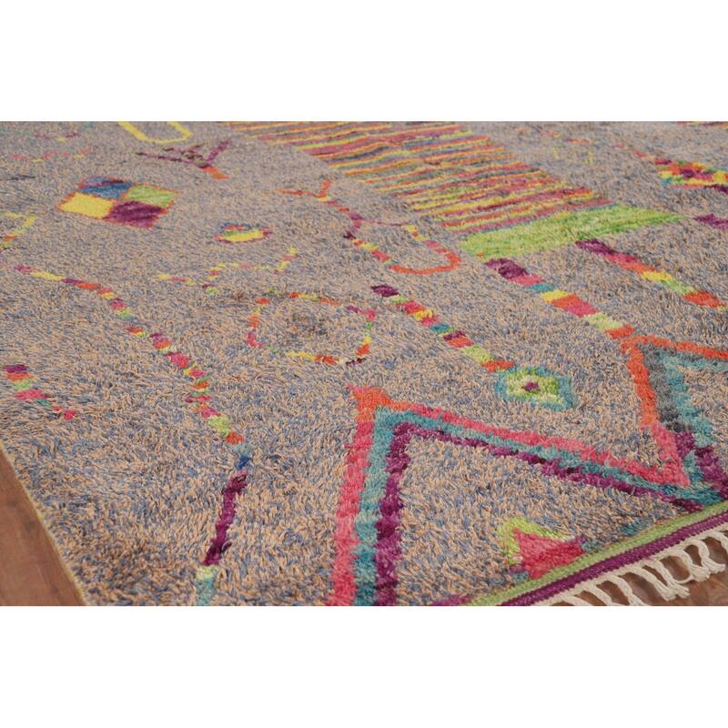 Moroccan Oriental Area Rug Hand-Knotted Wool Carpet - 8'9" x 12'6"