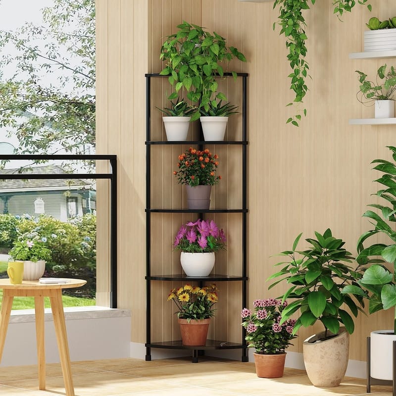 5 Tier Corner Shelf Stand - 11.4"D x 11.4"W x 44.1"H