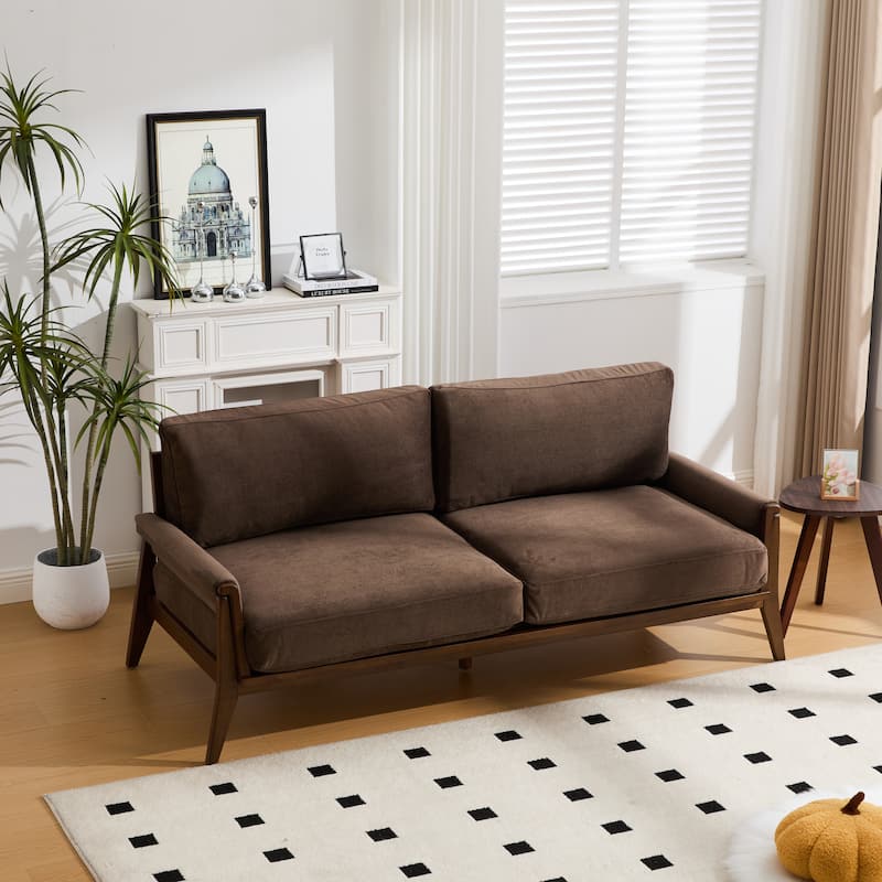 Christopher Knight Home - Mid-Century Modern 3-Seater 74" Upholstered Sofa with Solid Wood Frame