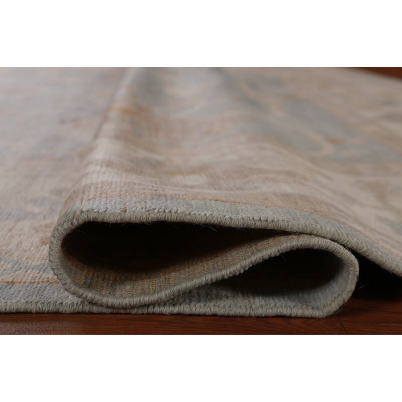 Hand Knotted Oriental 100% Wool Carpet Transitional All-Over Navy Blue & Blues Oushak Area Rug - 9' 11'' X 8' 4''