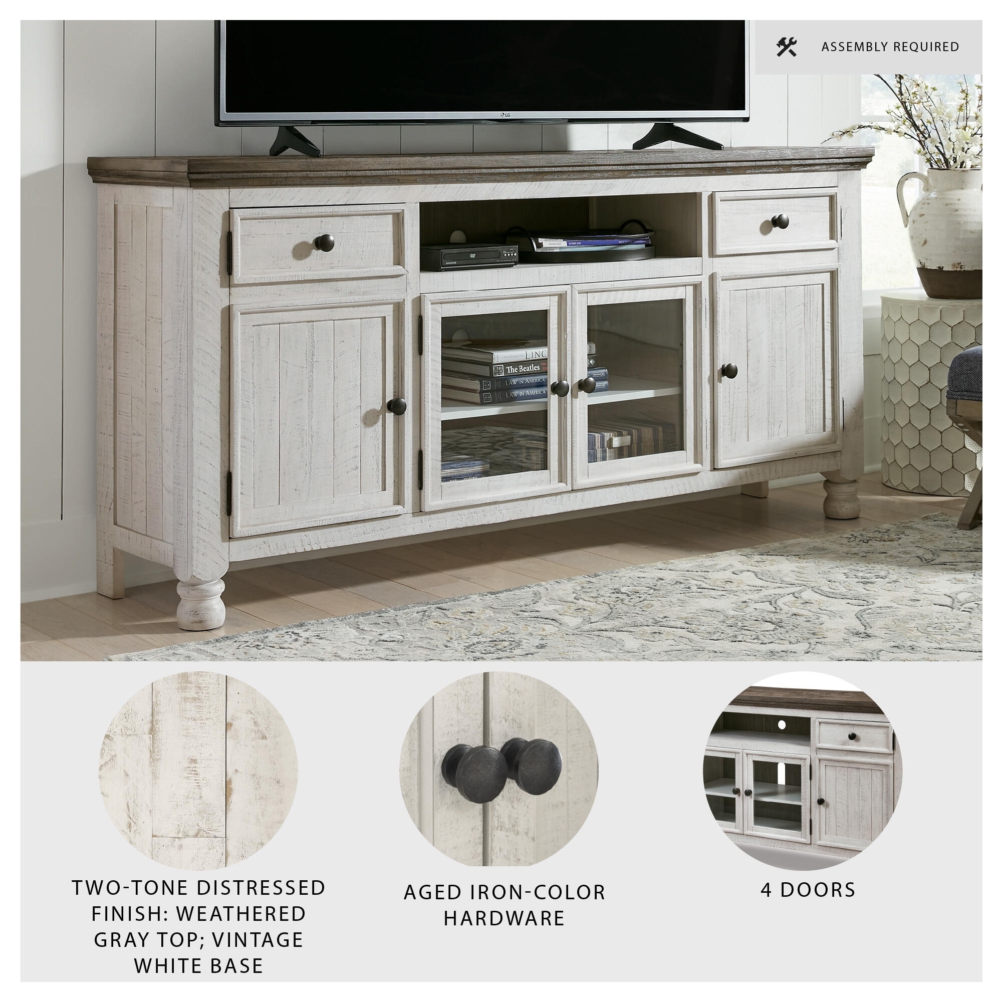 Signature Design by Ashley Havalance Gray/White 74-inch TV Stand