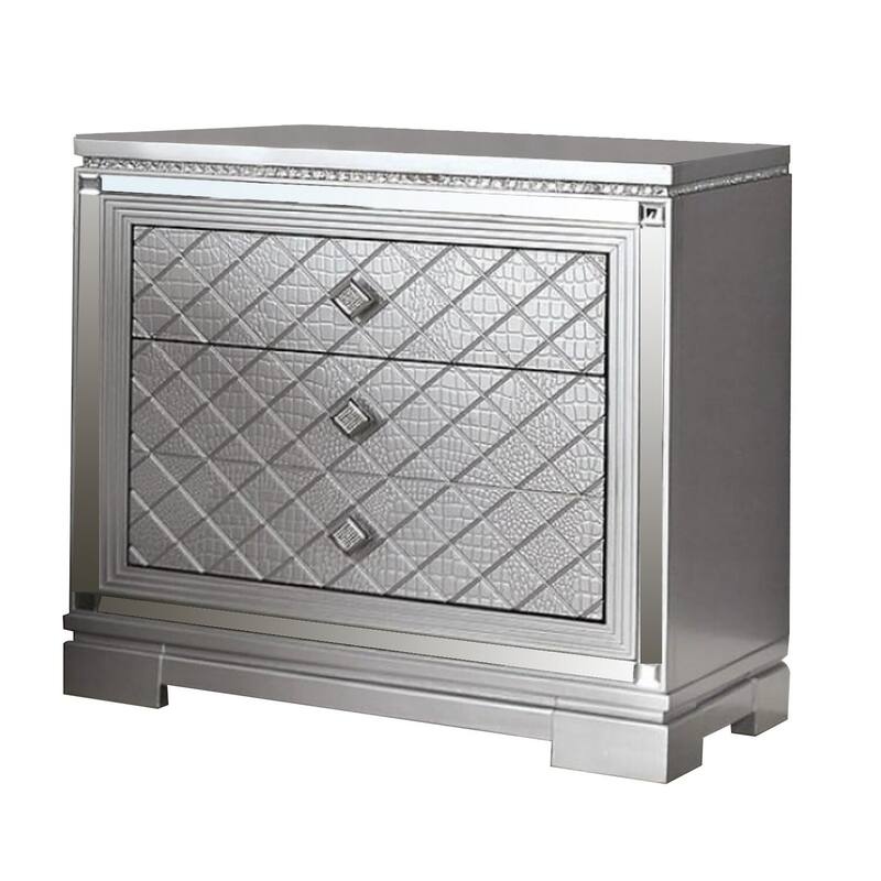 Silver 3 Drawer 28 in. W Nightstand with Sturdy Hardware and Ample Storage