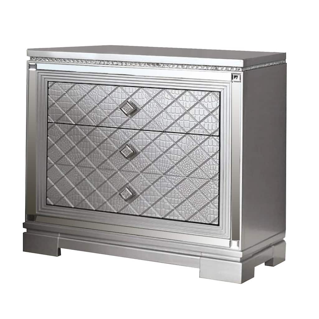 Silver 3 Drawer 28 in. W Nightstand with Sturdy Hardware and Ample Storage