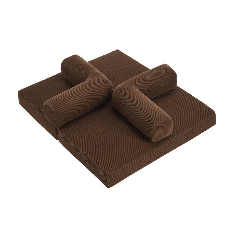 2 Set Corduroy Large Couch Convertible Floor Sofa Bed Sleeper