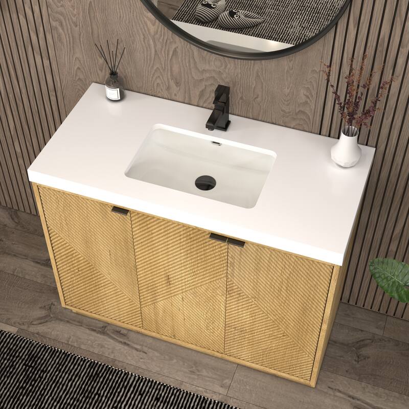 Milano 42" Freestanding (R) Bathroom Vanity with White Acrylic Sink