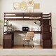preview thumbnail 2 of 14, Espresso Full Size Wood Loft Bed with 7 Drawers 2 Shelves, Ladder and Desk for Kids, Bedroom